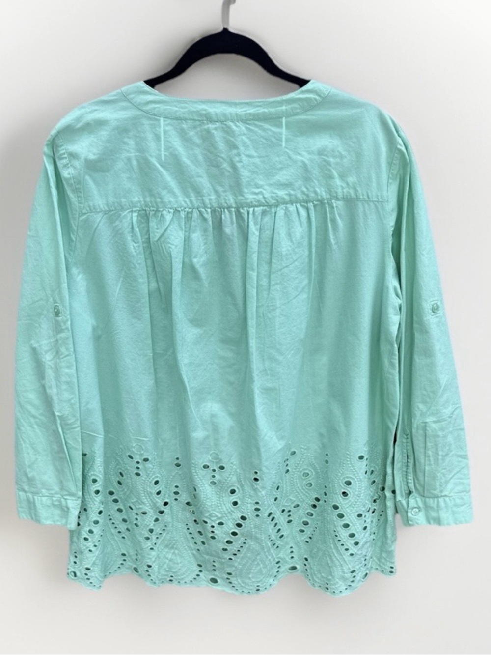 Roaman's Mint Green Pintuck Button-Front Tunic - Picture 5 of 7